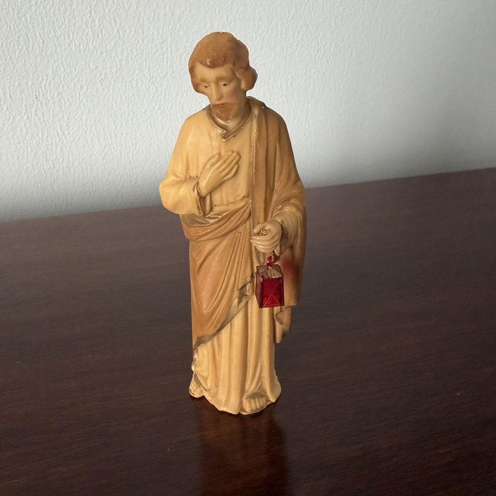 Vintage5" JOSEPH HOLDING LANTERN Nativity Figure Hong Kong Hard Plastic #844